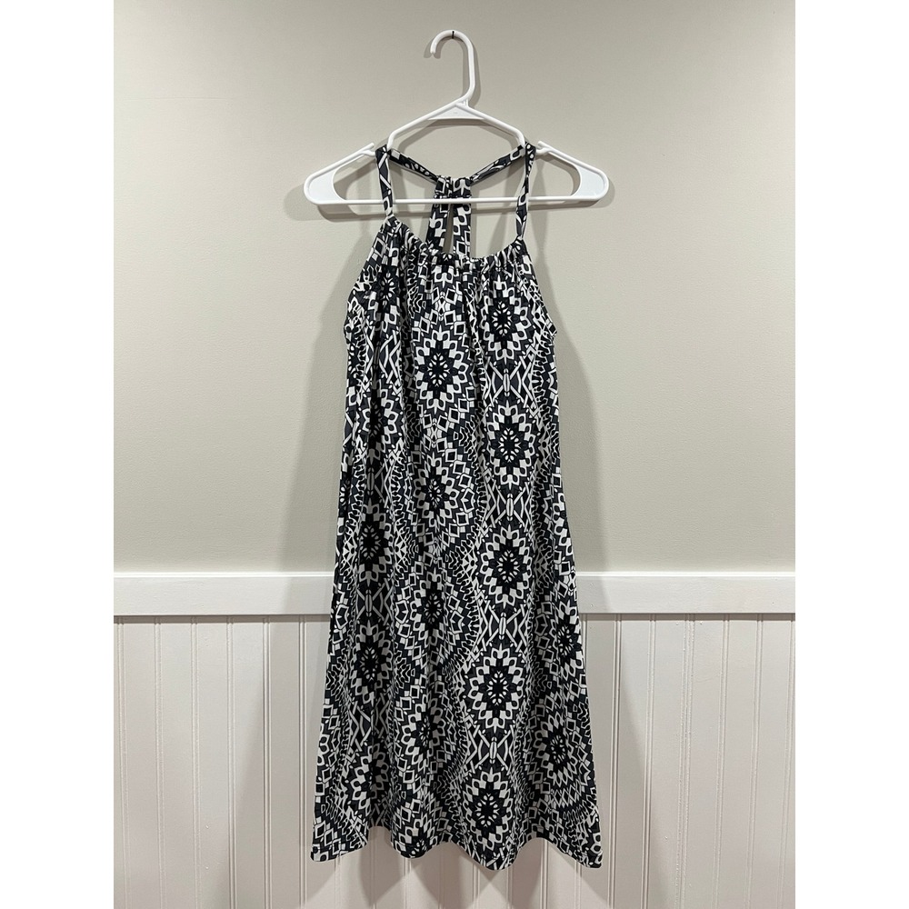 Prana Sleeveless Dress Geometric Shelf Bra Casual Gray White Women Size Medium